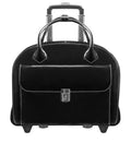 McKleinUSA W Series, Glen Ellyn, Top Grain Cowhide Leather, 15" Leather Patented Detachable -Wheeled Ladies' Laptop Briefcase, Black (94365), One Size