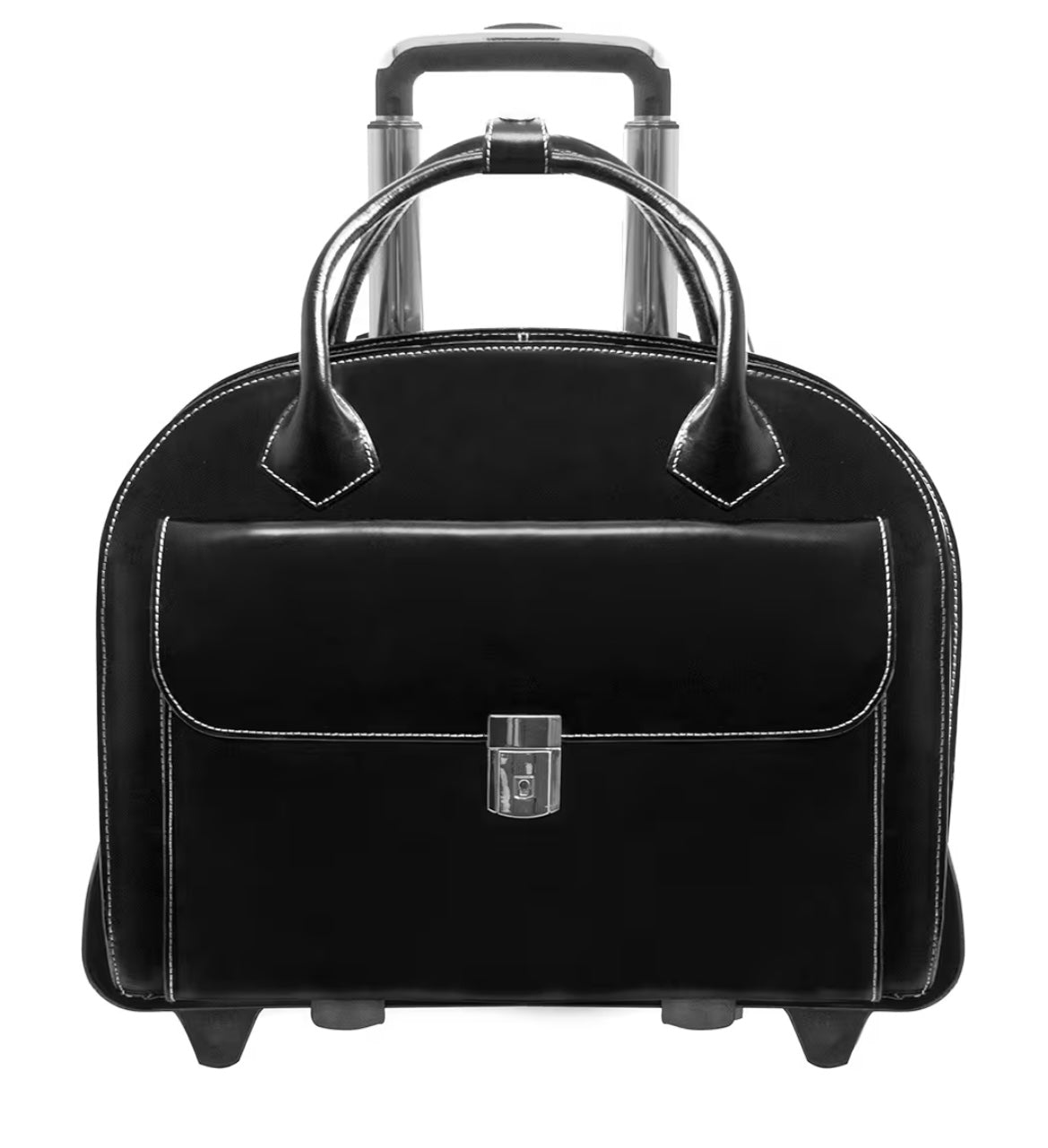 McKleinUSA W Series, Glen Ellyn, Top Grain Cowhide Leather, 15" Leather Patented Detachable -Wheeled Ladies' Laptop Briefcase, Black (94365), One Size