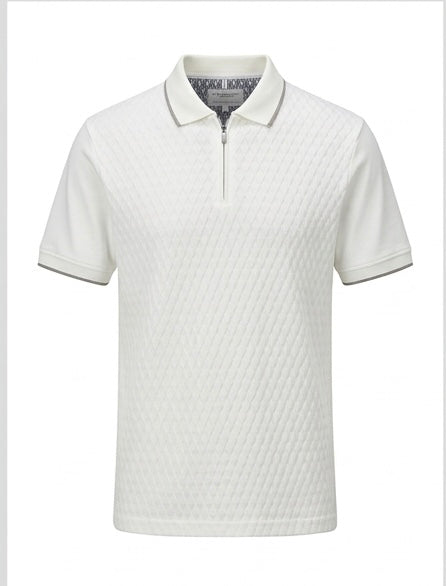 DENIM AND FLOWER WHITE MEN’S POLO T-SHIRT