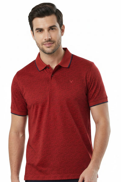 ALLEN SOLLY LIGHT RED TEXTURED SHIRT MEN