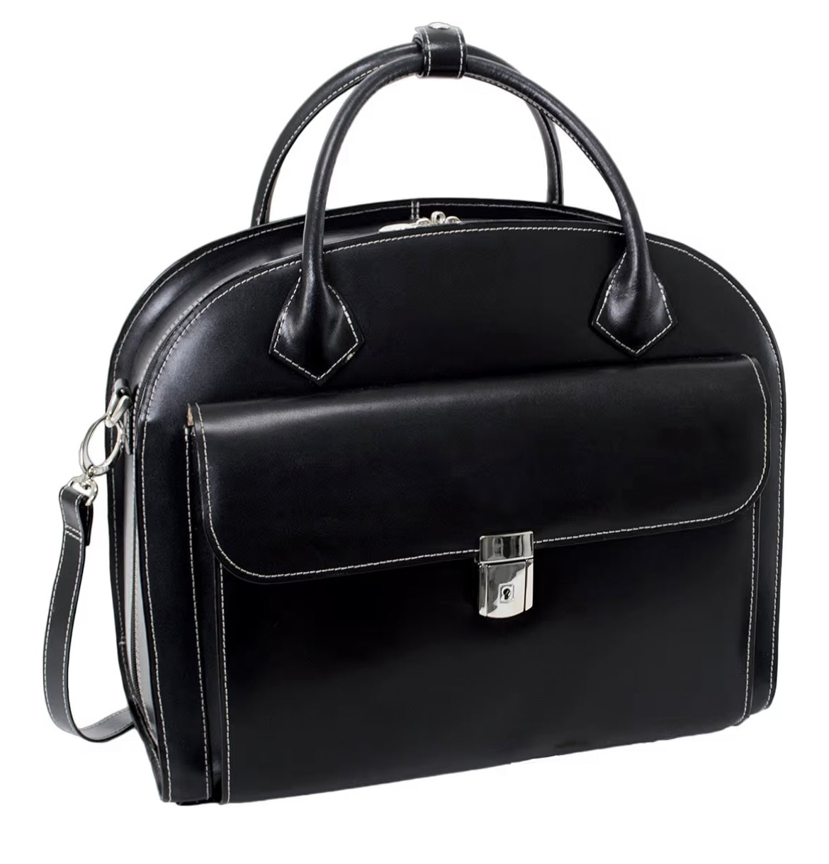 McKleinUSA W Series, Glen Ellyn, Top Grain Cowhide Leather, 15" Leather Patented Detachable -Wheeled Ladies' Laptop Briefcase, Black (94365), One Size