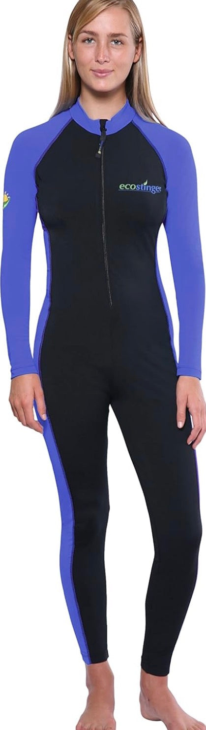 Ecostinger Swimsuit Full Body Cover Stinger Swimsuit UPF50+ Black Royal Lime unisex