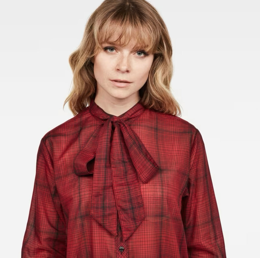 G-Star Raw Deline Bf Bow Blouse Wmn L\S DK Black/DK Baron Check Lt Wr Dorothy Bevis Check