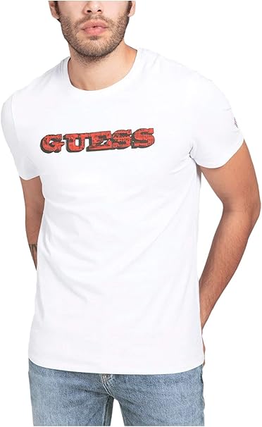 GUESS Men's FRONT LOGO T-Shirt White