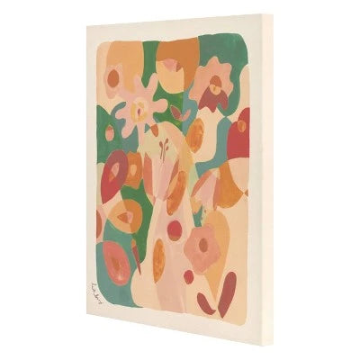 61 cm X 76 cm - Floral Abstract Unframed Wall Canvas Green - Opalhouse Designed with Jungalow (Open Box)
