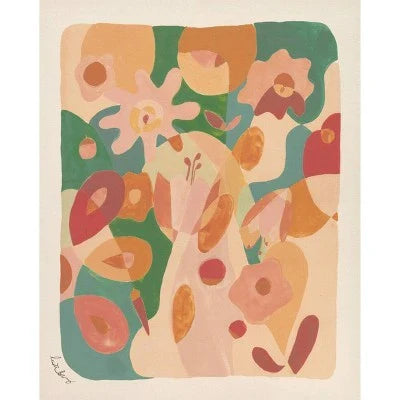 61 cm X 76 cm - Floral Abstract Unframed Wall Canvas Green - Opalhouse Designed with Jungalow (Open Box)