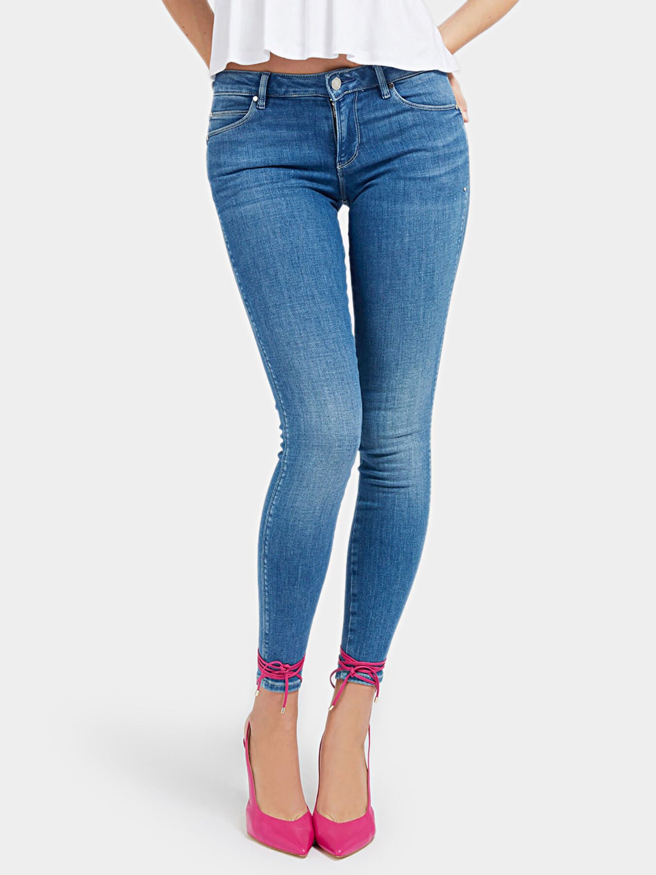 GUESS WOMEN DENIM PANTS W1RAJ2D4AK3-ALBM