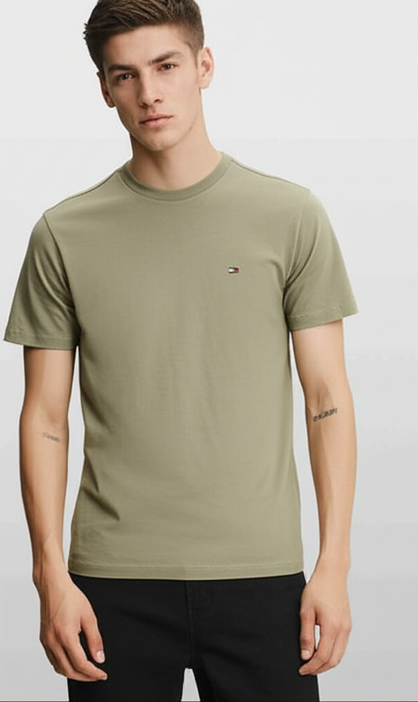 Tommy Jeans Men’s Olive Cotton T-Shirt