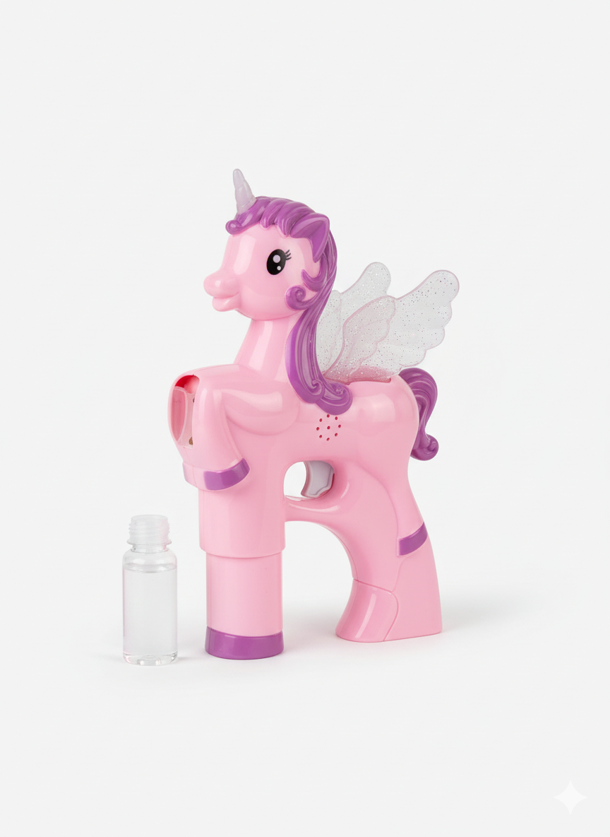🦄✨ مجموعة فلووري يونيكورن بلبلز – آلة فقاعات سحرية للأطفال | تتضمن محلول 59 مل وصينية وردي 🌈🫧