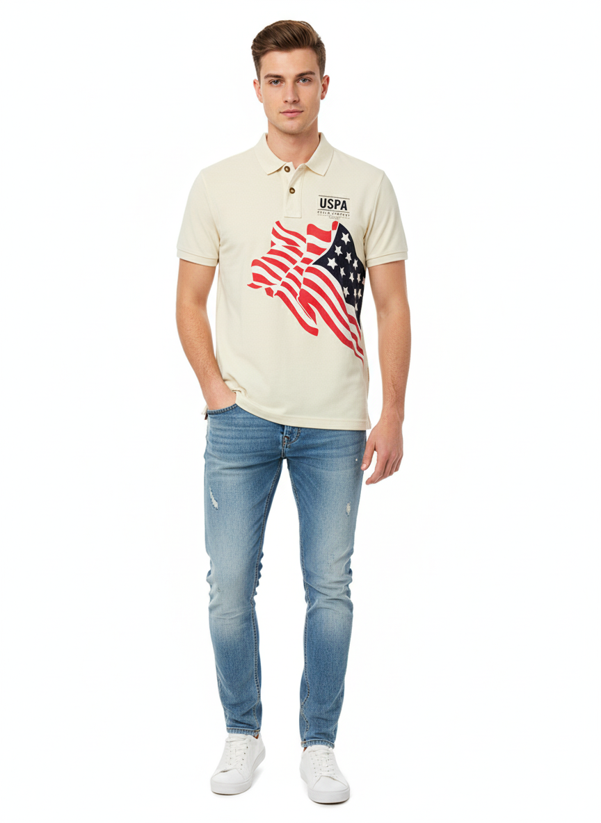 U.S. POLO ASSN SINCE1890 CREAM T-SHIRT