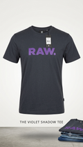 G-Star RAW Men's Graphic Tee – Dark Charcoal Grey Regular Fit Crewneck T-Shirt with Purple Logo Print