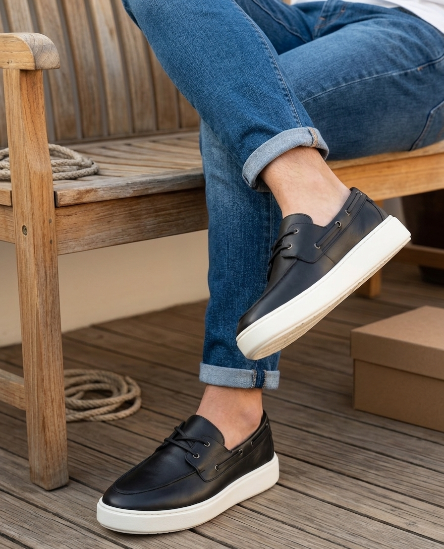 Massimo dutti blue nappa deck shoes