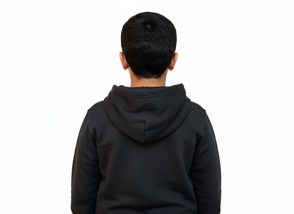 Vively 5-16Y, Solid Black Charcoal kids Hoodie