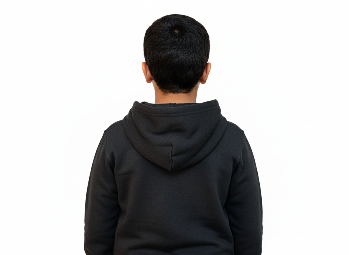 Vively 5-16Y, Solid Black Charcoal kids Hoodie