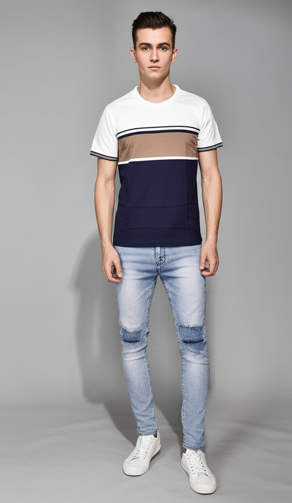 Denim Flowers تي شيرت ريكي سينغ ستايل CKPS 7492