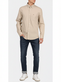 Tommy Hilfiger Men's Beige Button-Up Shirt – Classic and Stylish