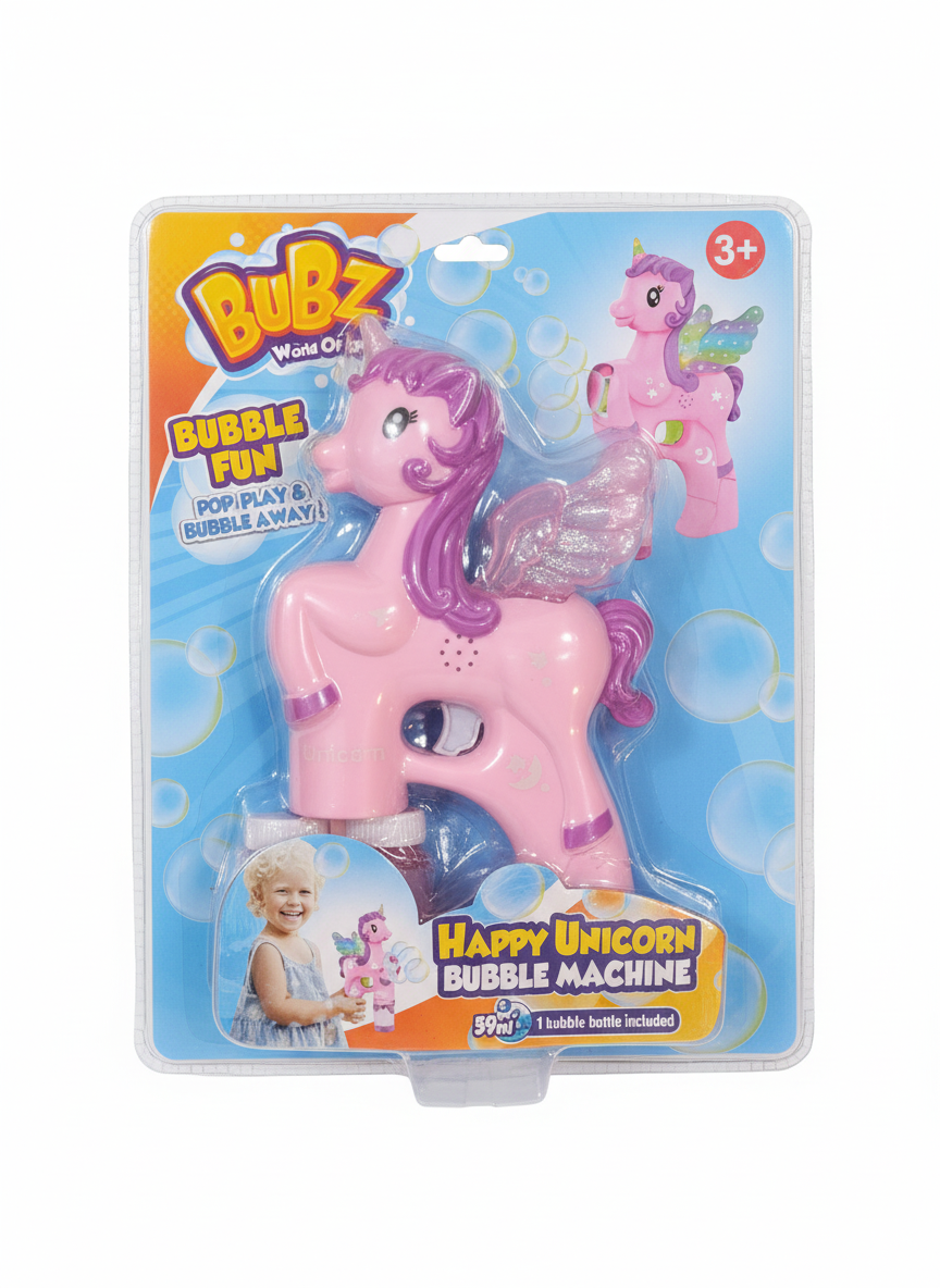 🦄✨ Bubblz Unicorn Flurry Set – Magical Bubble Blower for Kids | Includes 59ml Solution & Tray  PINK 🌈🫧