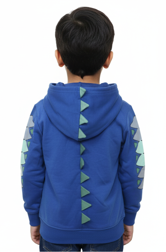 K-D Kids Hoodie, 2-7Y, Royal Blue Dino Spike
