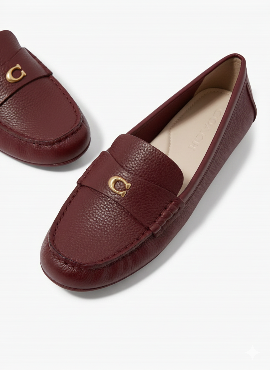 Coach Jocelyn Leather Loafer Maroon