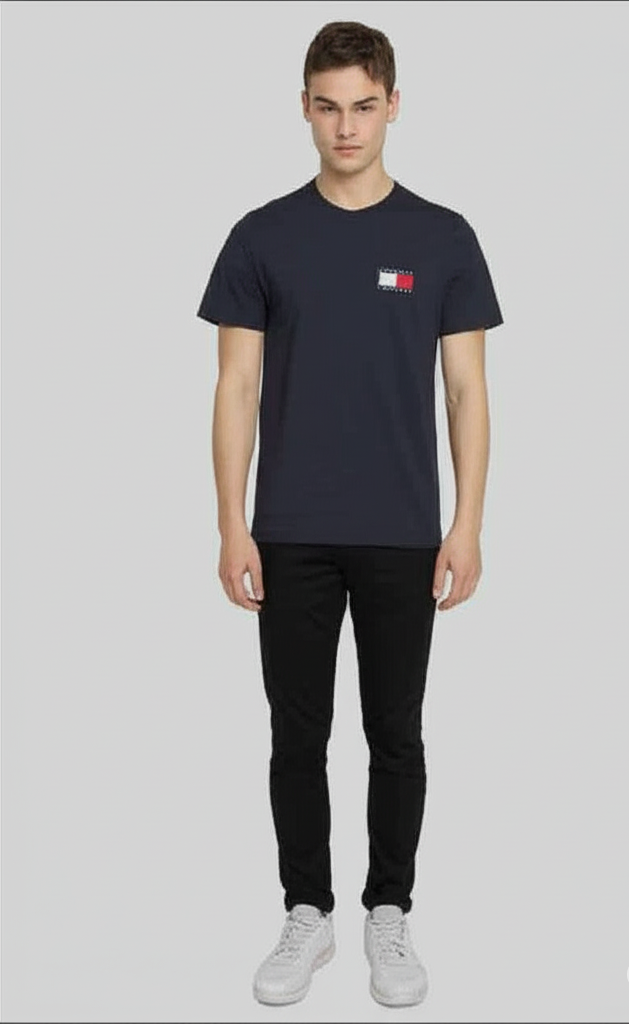Tommy Jeans Men’s Navy Cotton T-Shirt – Classic Logo Tee M3