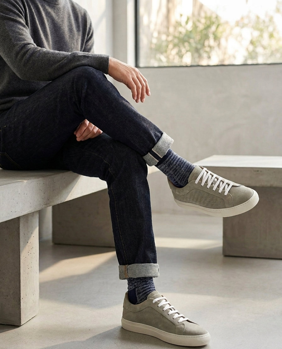 Massimo Dutti 'Olive Green' Sneakers - White Laces
