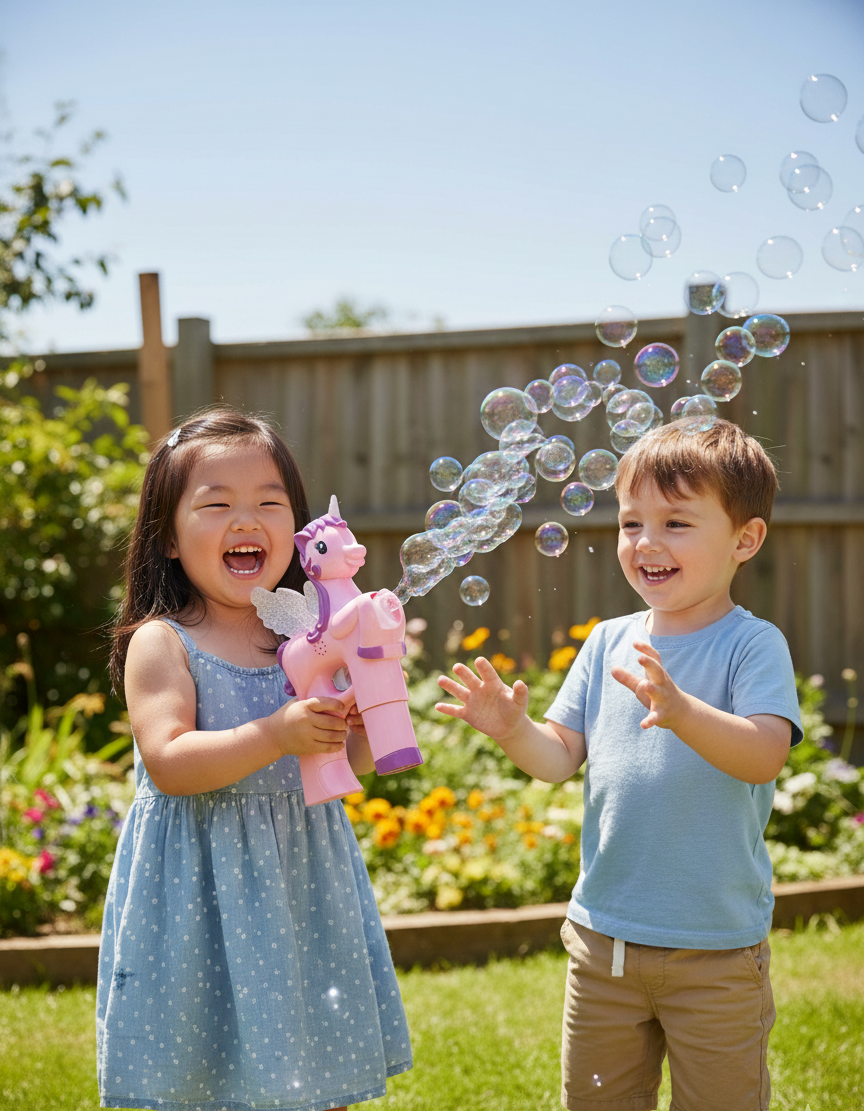 🦄✨ Bubblz Unicorn Flurry Set – Magical Bubble Blower for Kids | Includes 59ml Solution & Tray  PINK 🌈🫧