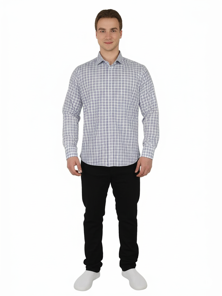 Nordstrom Men’s Blue & White Checkered Long Sleeve Shirt