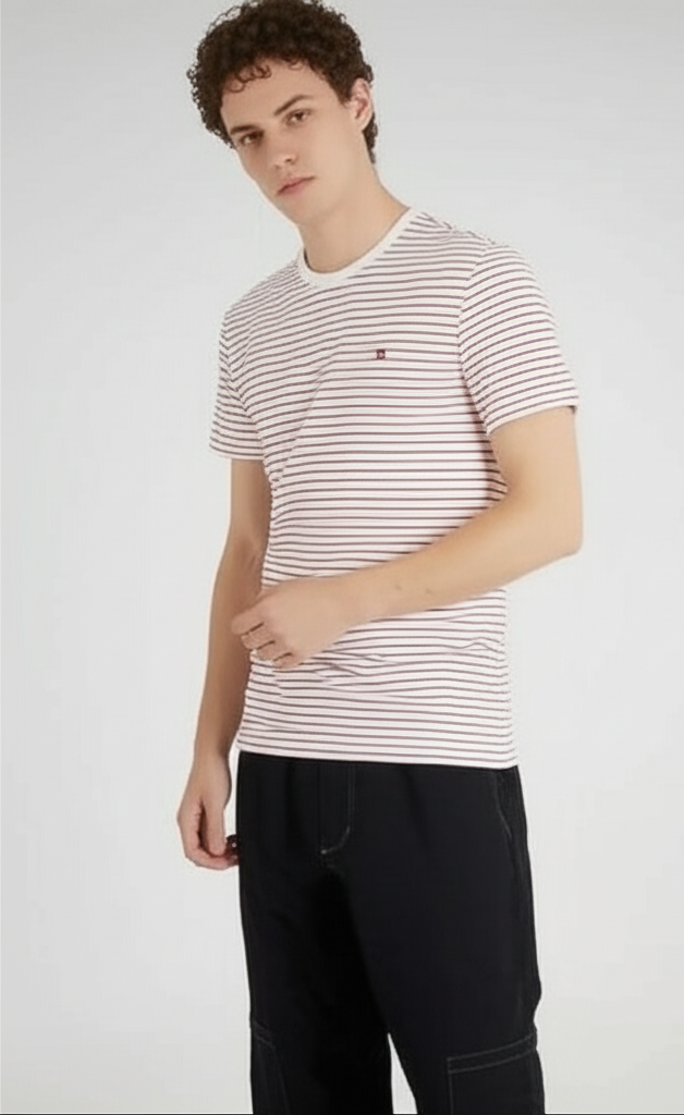 Tommy Jeans Men’s White & Red Cotton T-Shirt – Classic Logo Tee M6