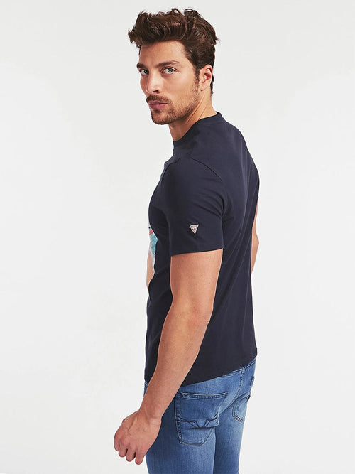Guess Dark Blue Beach Print T-Shirt