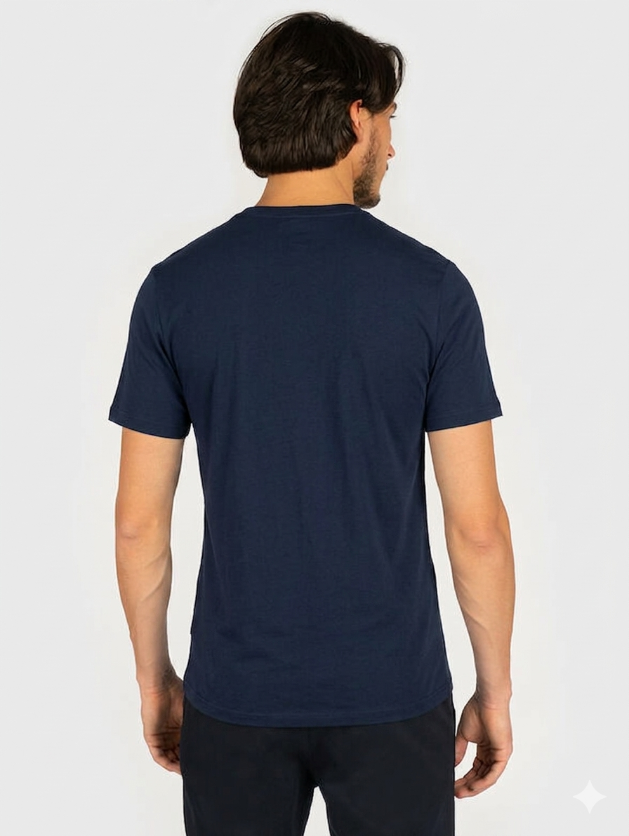 Guess Navy Cotton Men t-shirt with Triangle Logo