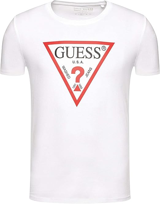 تي شيرت أبيض قطن بقبة دائرية من Guess