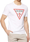 تي شيرت أبيض قطن بقبة دائرية من Guess