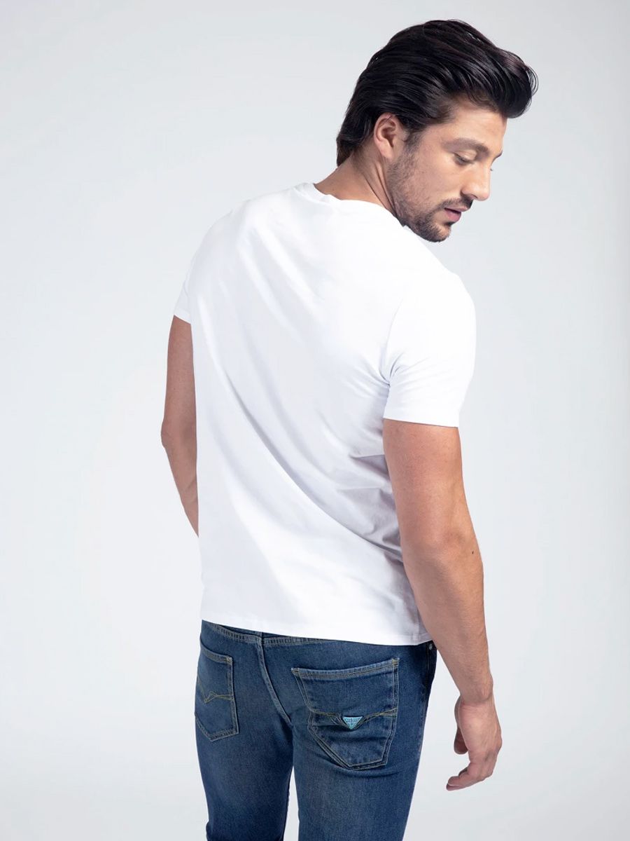 Guess White Slim Fit Front Logo T-Shirt