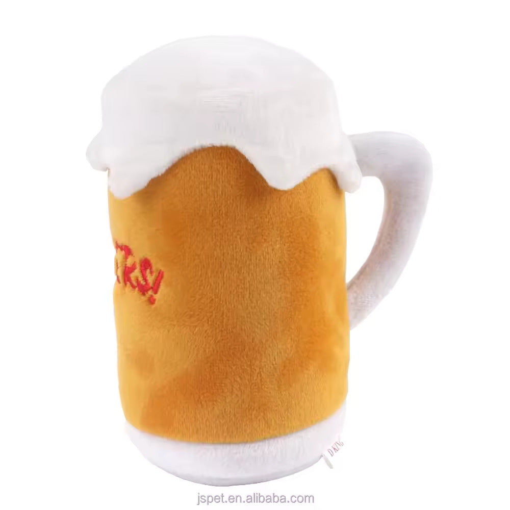 beer cup squeaky pet dog puppy chew toy