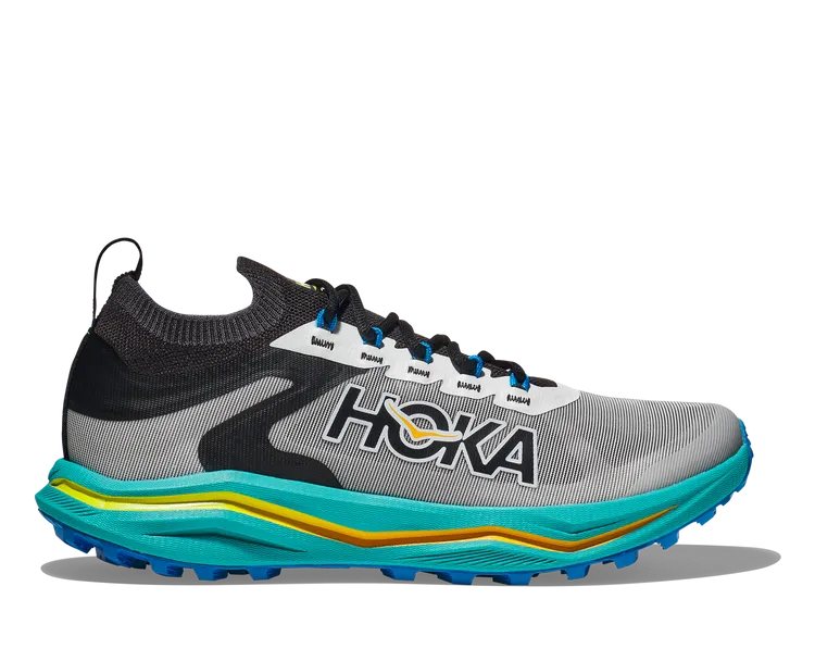 NEW Hoka Zinal 2 Black Ceramic Blue Trail Running Shoes Low Hiking Vibram Soles (1141491-BCMC)-(NO BOX)