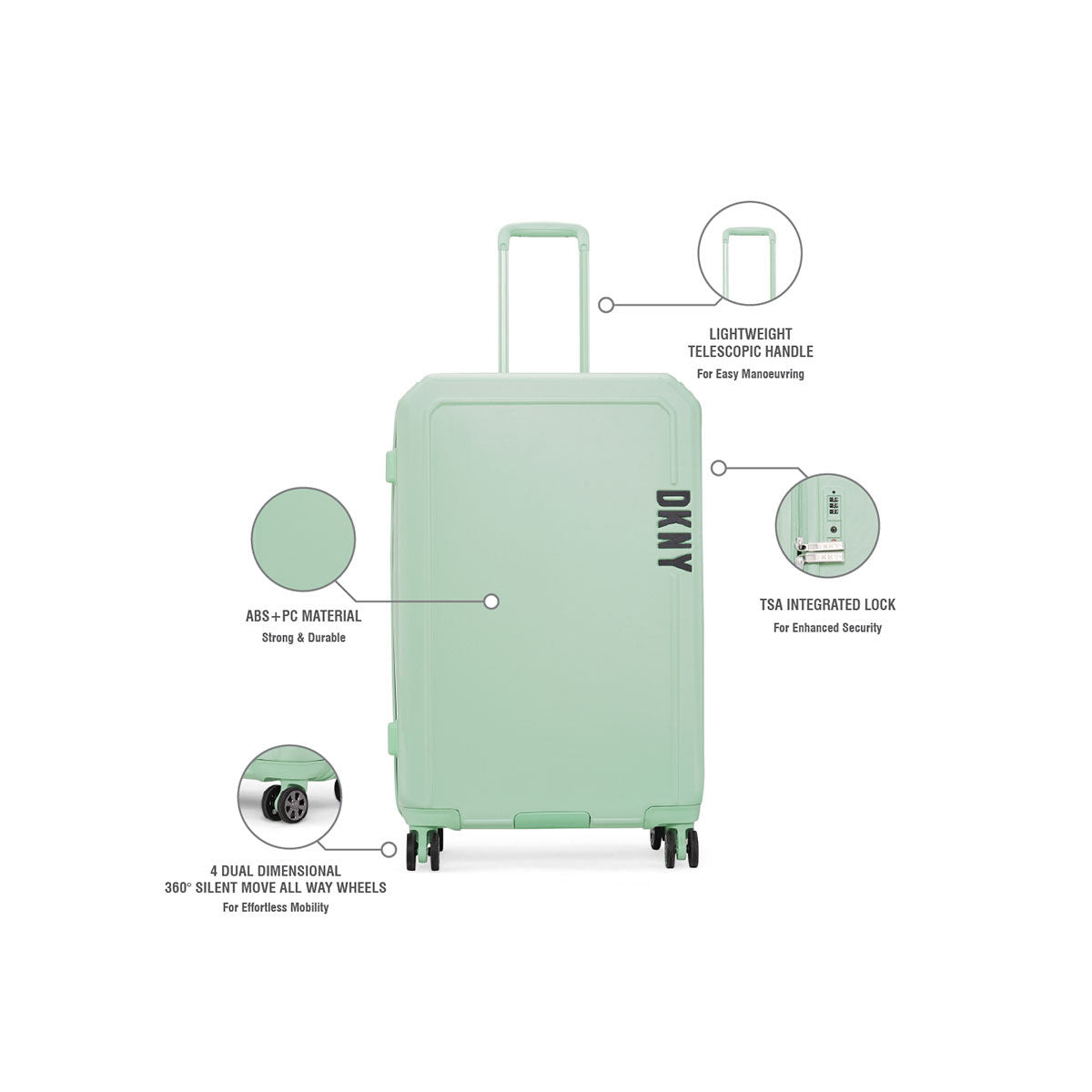 DKNY Clean Cut Upright Mint Sage Trolley Bag Luggage DH418CC4