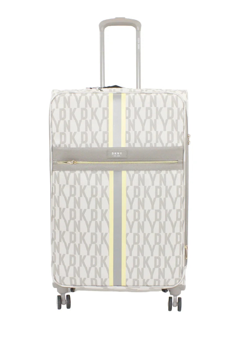 DKNY Signature Strip 2.0 Upright Grey and Yellow Trolley Bag Luggage DM418ST3