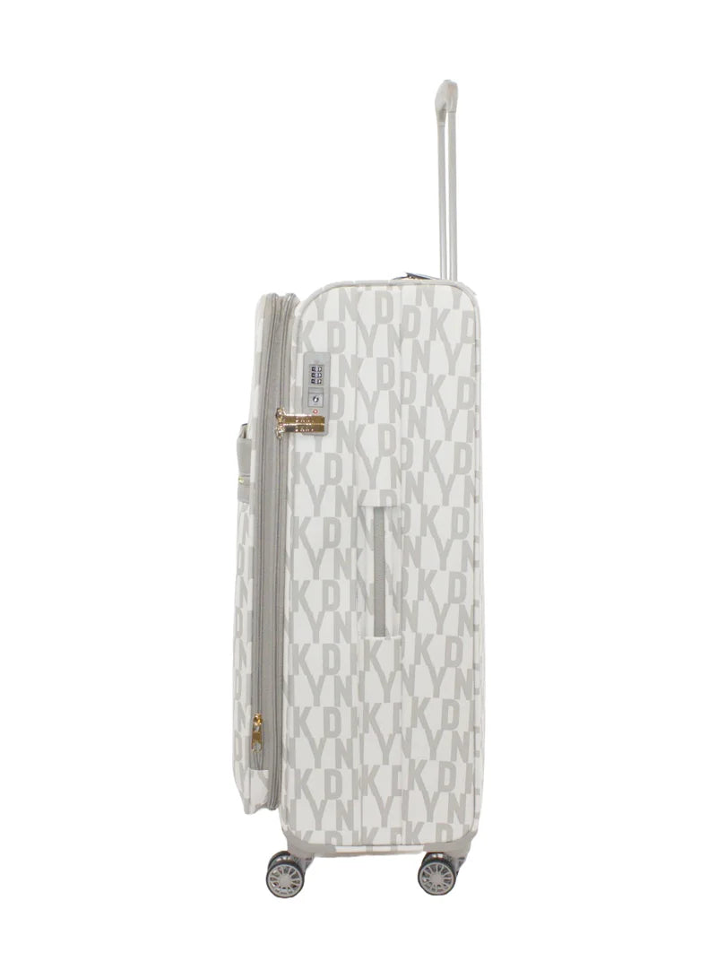 DKNY Signature Strip 2.0 Upright Grey and Yellow Trolley Bag Luggage