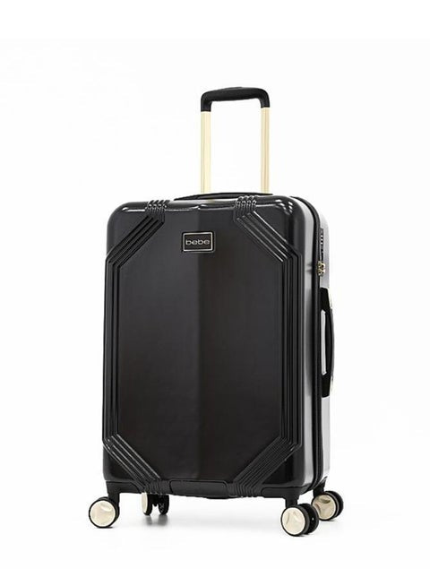 Bebe Black Lightweight Mobility Polycarbonate multiple compartments inside 8WD Spinning Wheel System Luggage Trolley Bag
