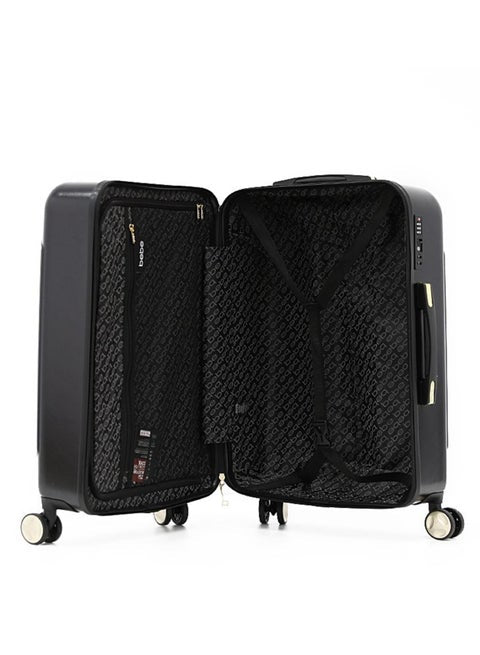 Bebe Black Lightweight Mobility Polycarbonate multiple compartments inside 8WD Spinning Wheel System Luggage Trolley Bag
