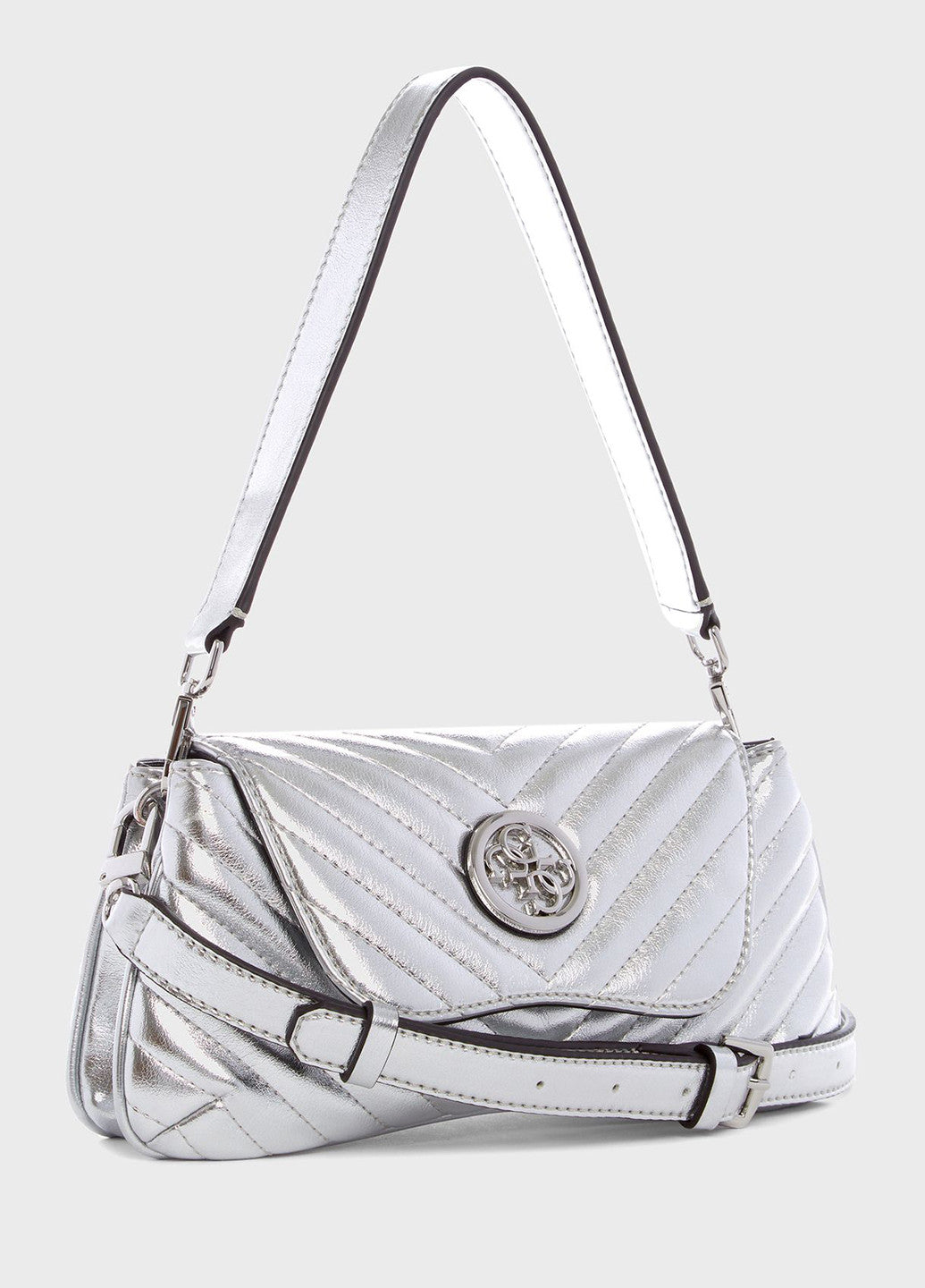 حقيبة كتف فضية نسائية من Guess طراز MY66320