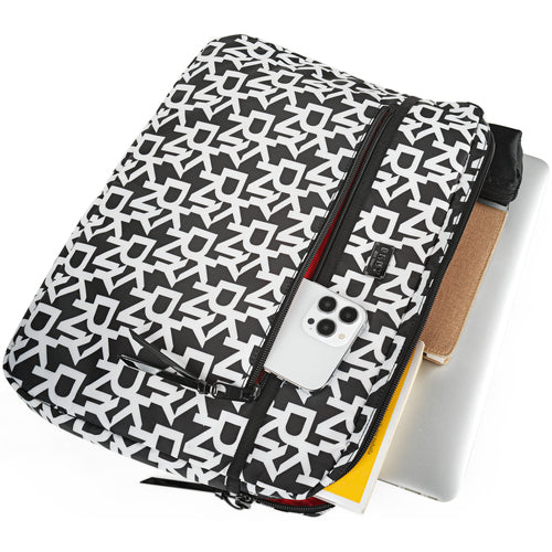 DKNY Signature Laptop Case Black Padded Front Zipped stash Pocket Zipper Pulls DE060SN3