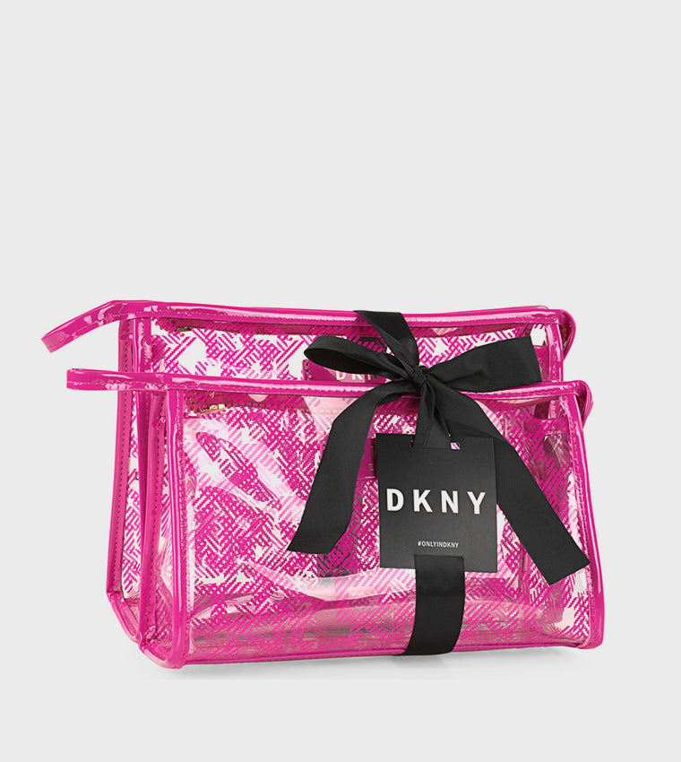 DKNY T Stand Fuchsia Pink Monogram Pouch Storage Bag Cosmetic Bag DSS20LD1