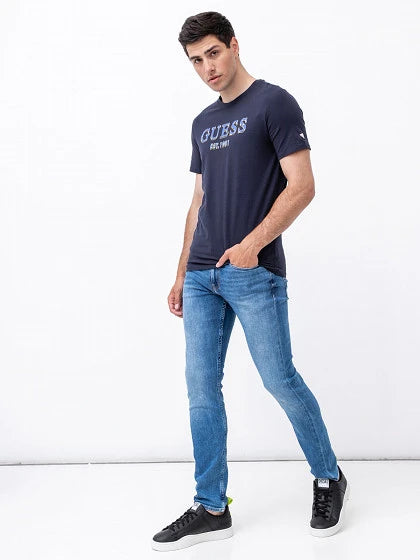 Guess Navy Blue Logo Men T-Shirt