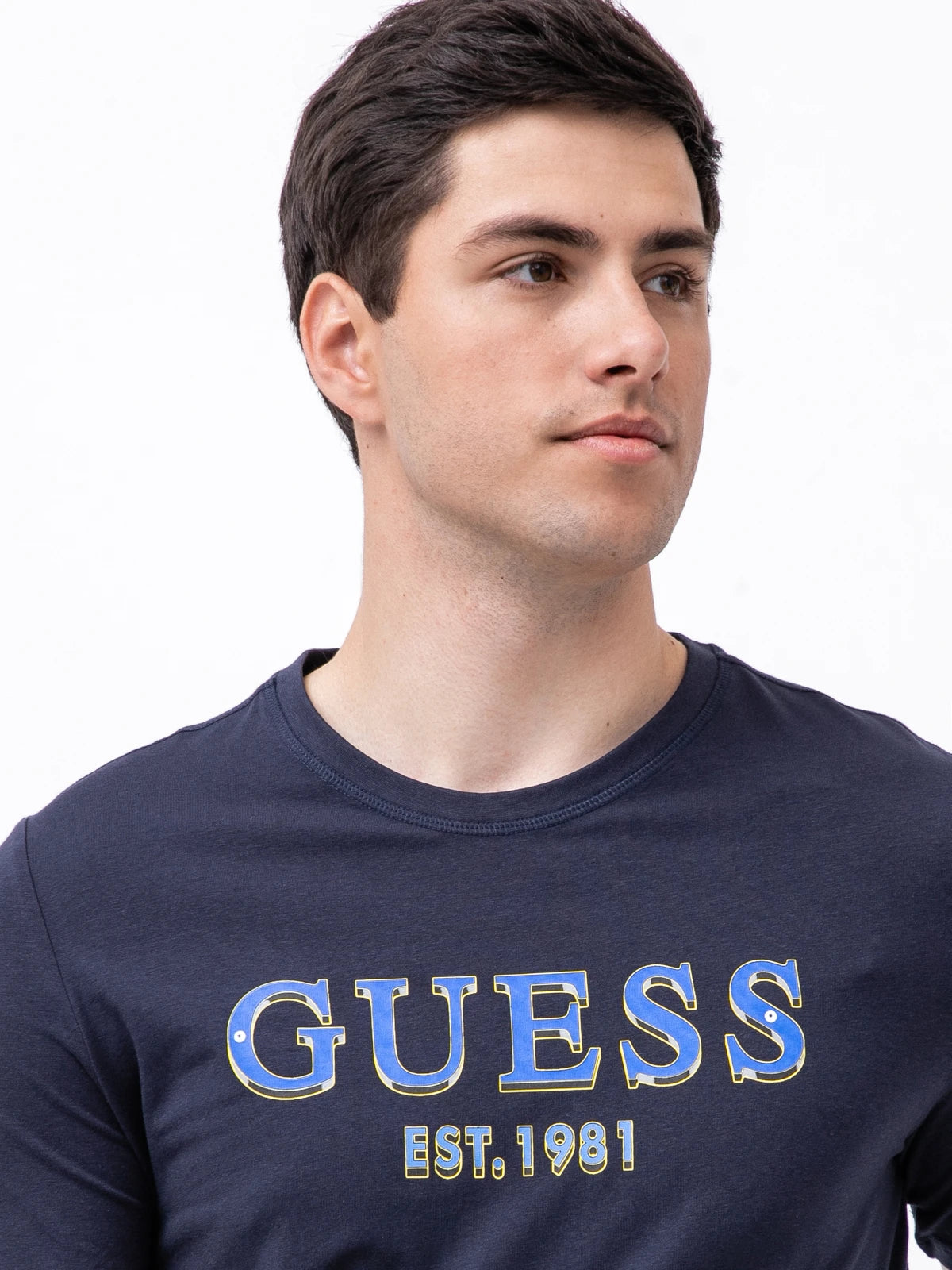 Guess Navy Blue Logo Men T-Shirt