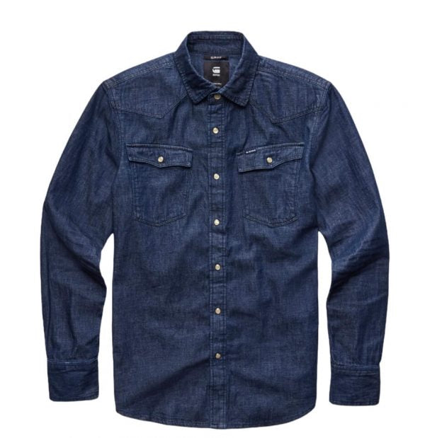 G-Star Raw 3301 Straight Shirt Wmn L/S DK Aged LT WT Trell Denim Women Shirt D07318-8513-89-81