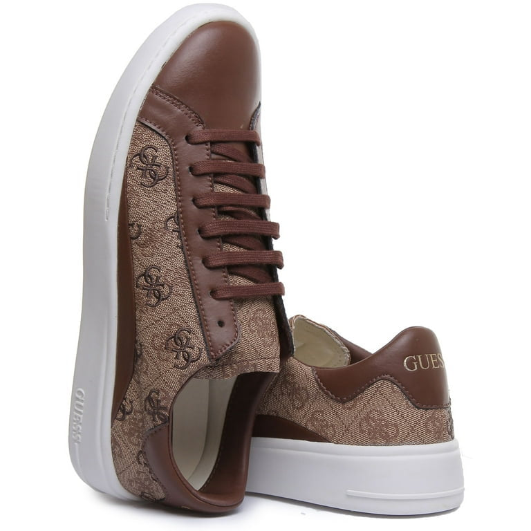 Guess Verona Men's Low Top Lace Up Synthetic Sneakers In Brown FM8VERPEL12-BEIBR