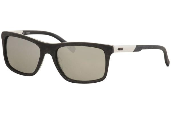 Guess Men's GU6805 BKWHT-3F Black/White Rectangle Sunglasses 55mm