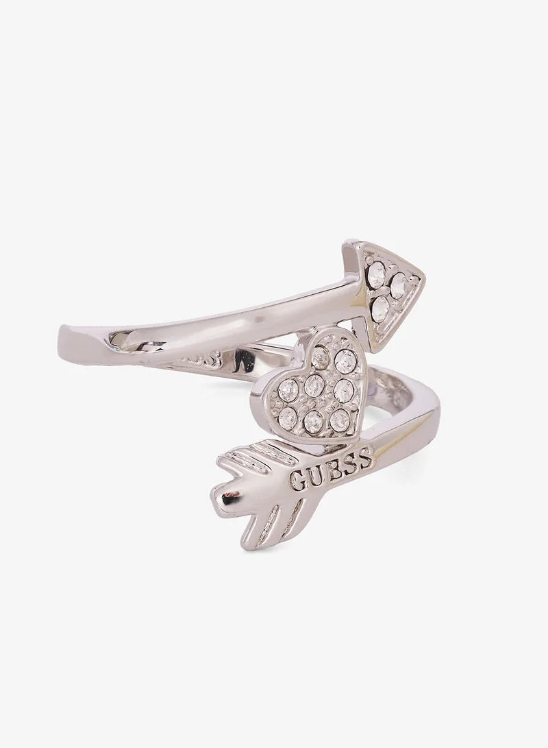 خاتم Guess Arrow & Pave Heart المزدوج من الاستانلس ستيل UBR85012-56