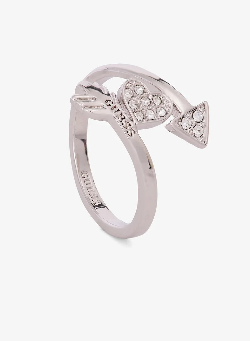 خاتم Guess Arrow & Pave Heart المزدوج من الاستانلس ستيل UBR85012-56